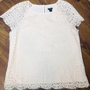 J Crew Cream scallop lace top